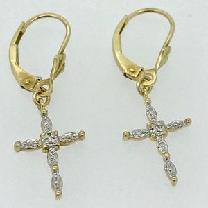 IN SEARCH OF lever back gold & diamond earrings